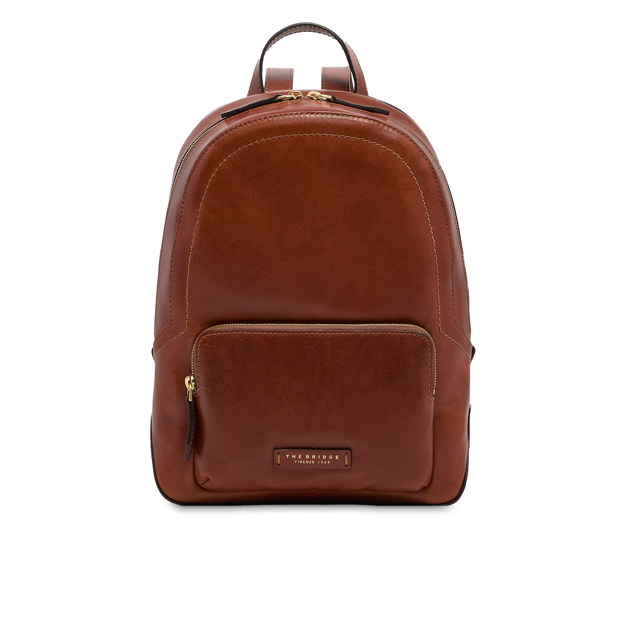 Women’s leather backpack with front pocket