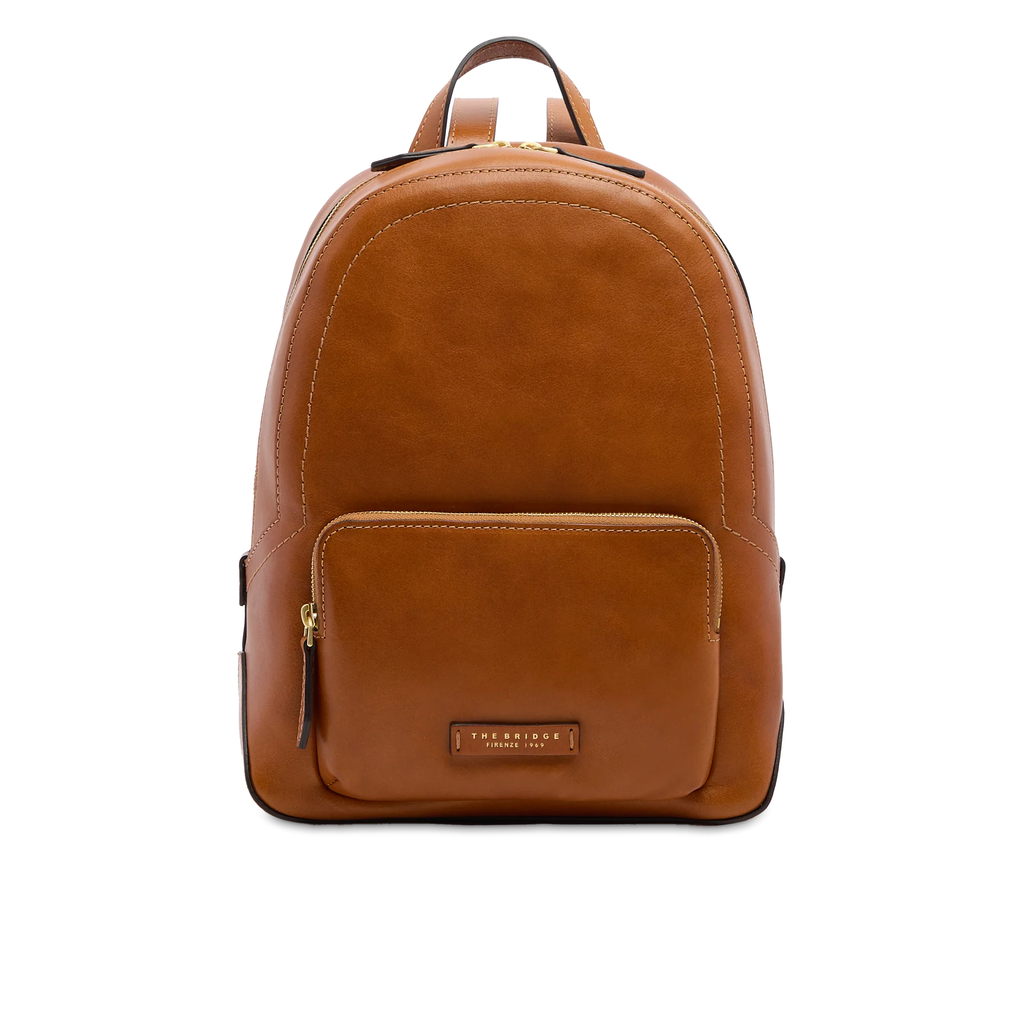 Women’s leather backpack with front pocket