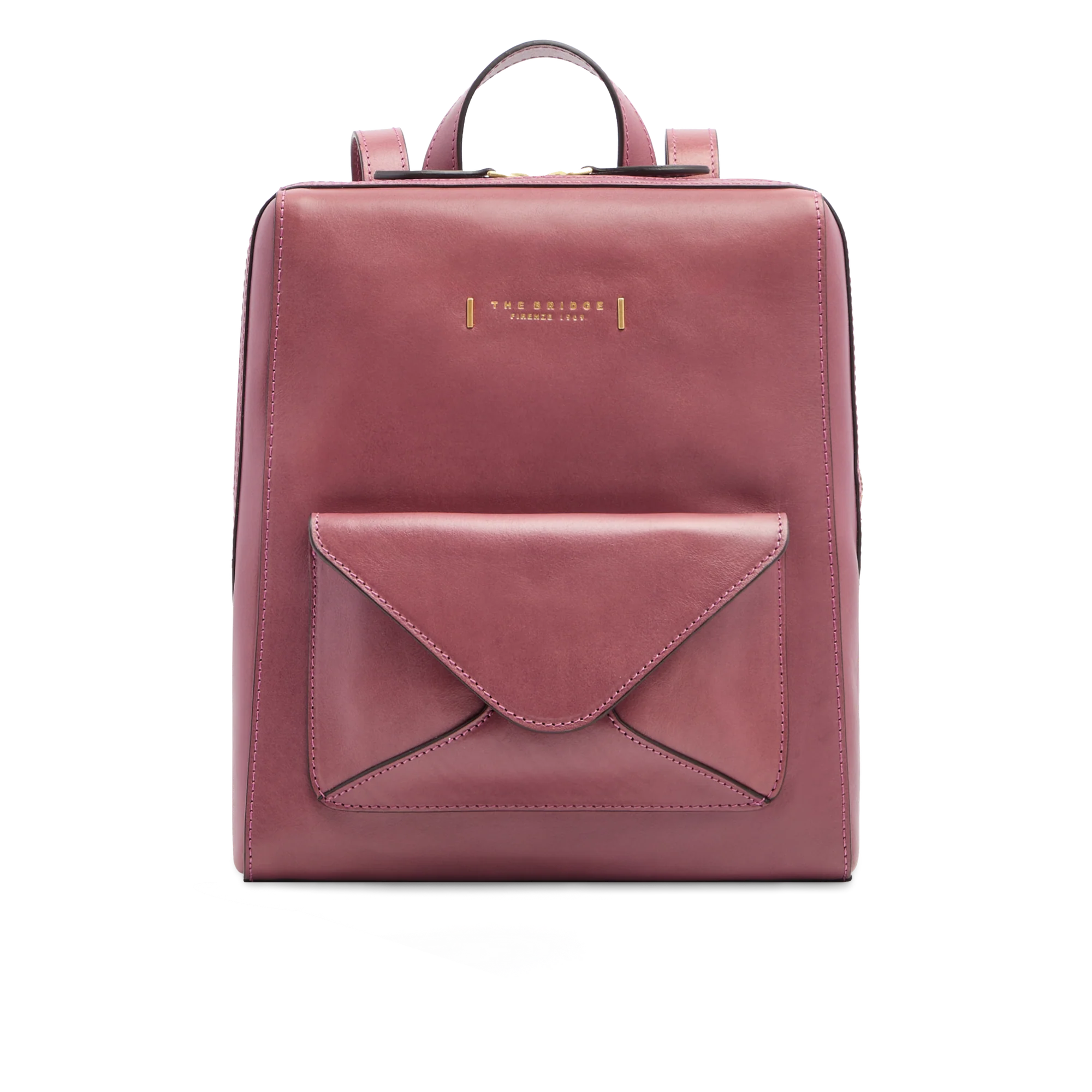 Women’s leather backpack with front pocket