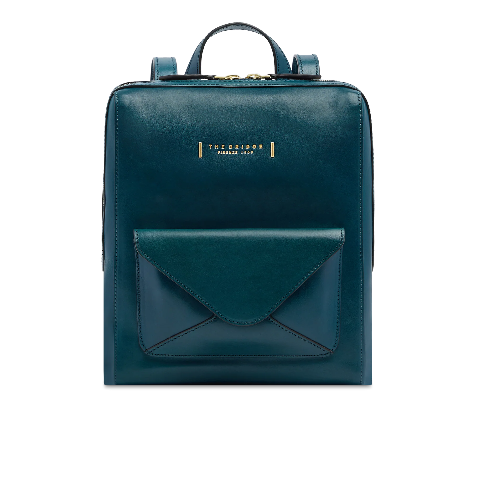 Women’s leather backpack with front pocket