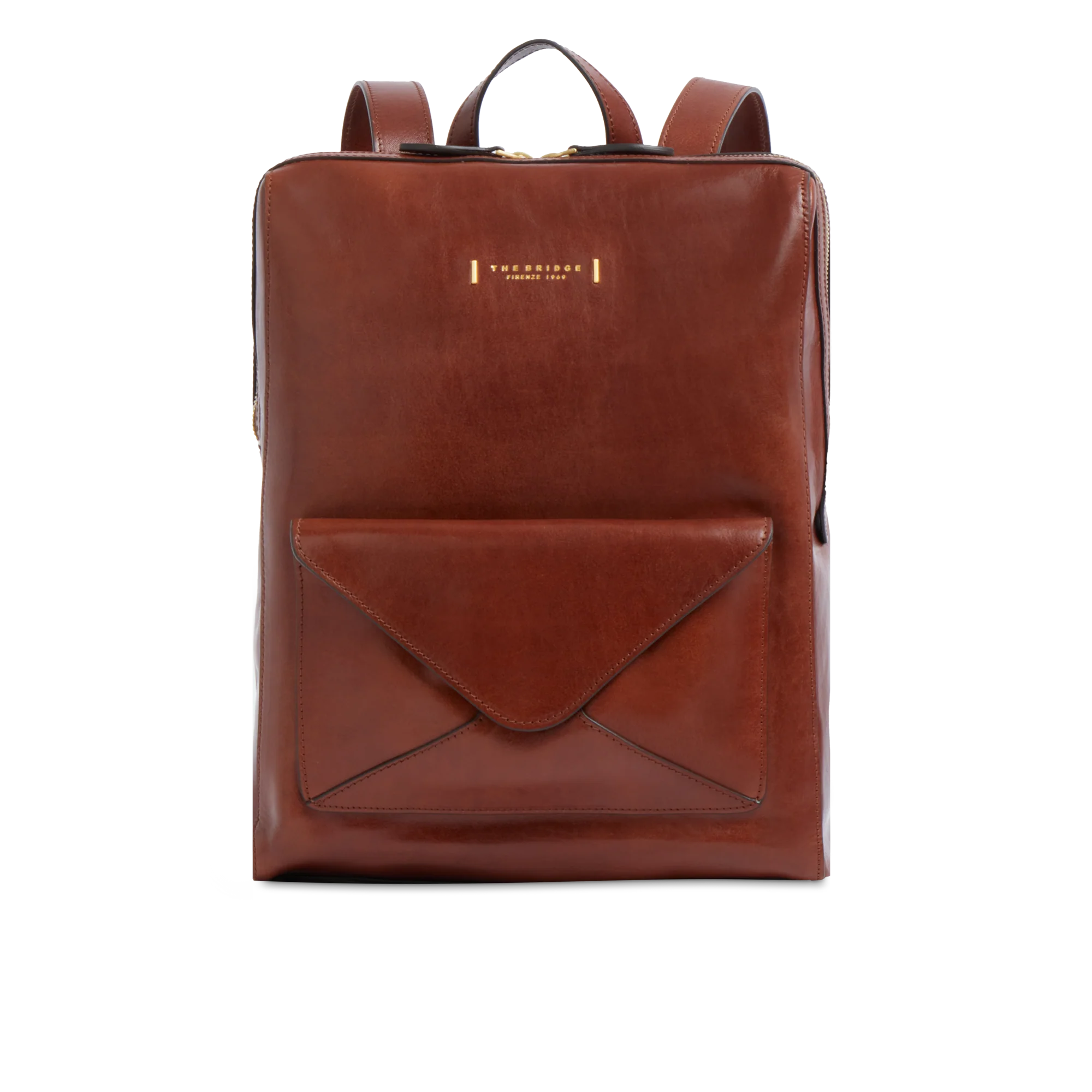 Women’s leather backpack with front pocket