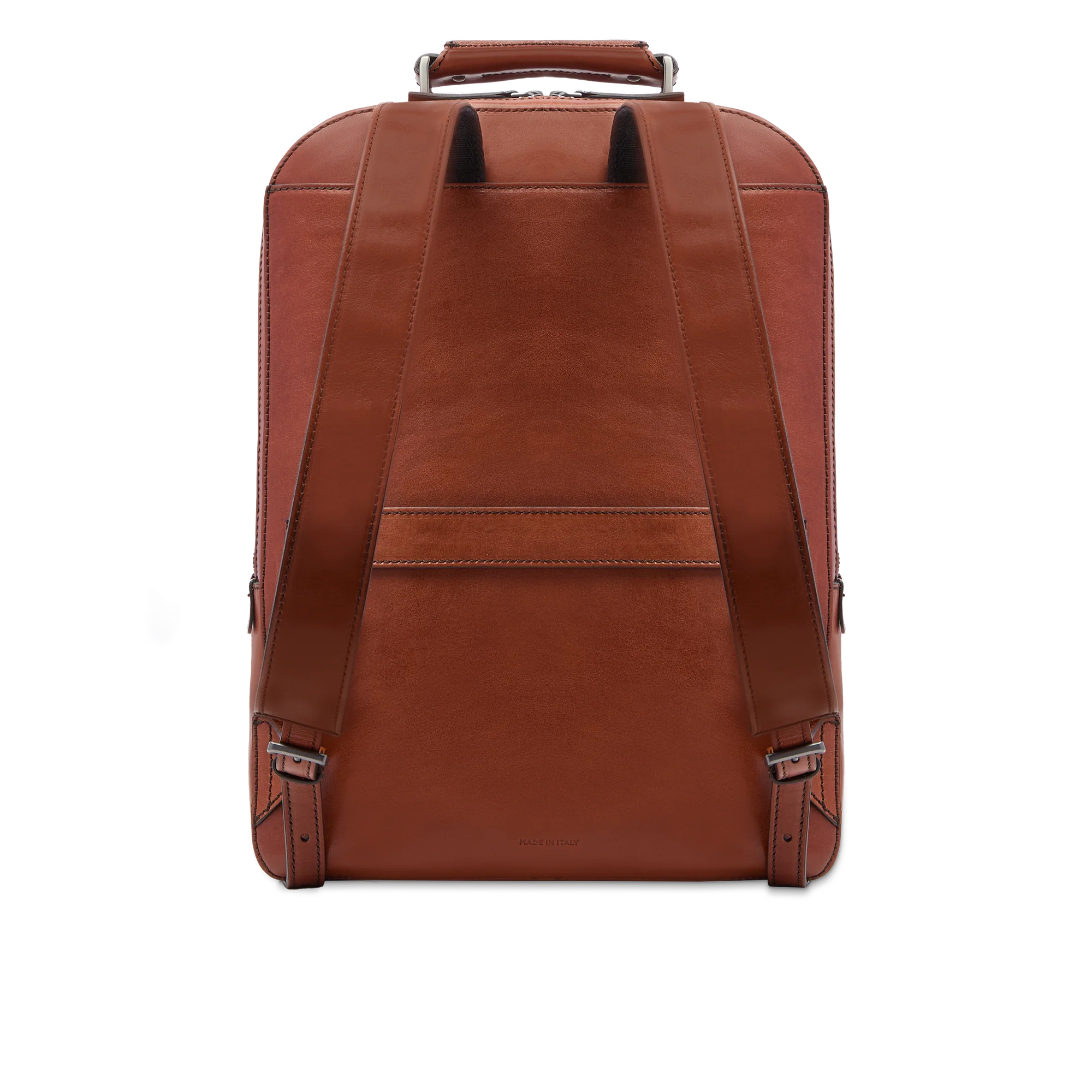 Men’s leather laptop backpack with two zips - Image 3