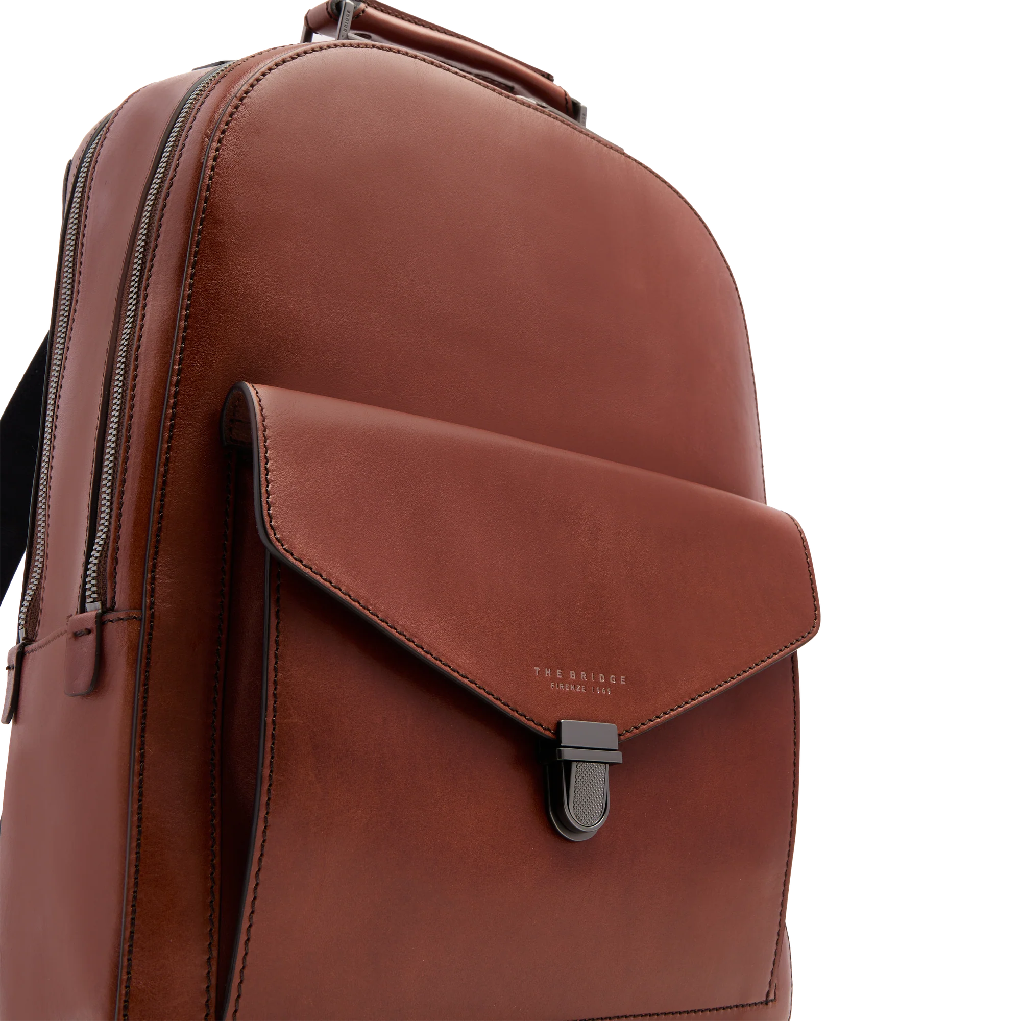 Men’s leather laptop backpack with two zips - Image 5