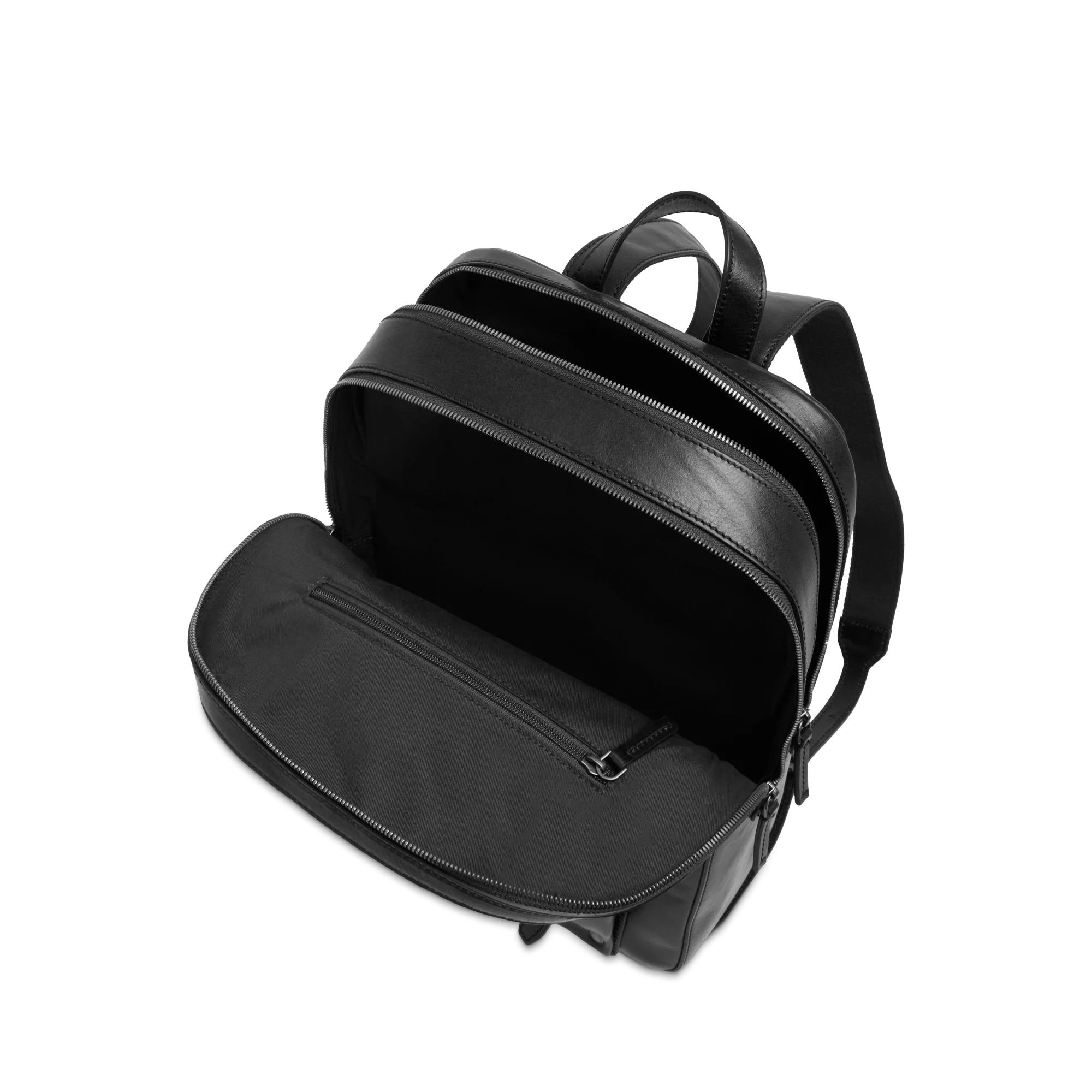 Men’s leather laptop backpack with two zips - Image 4
