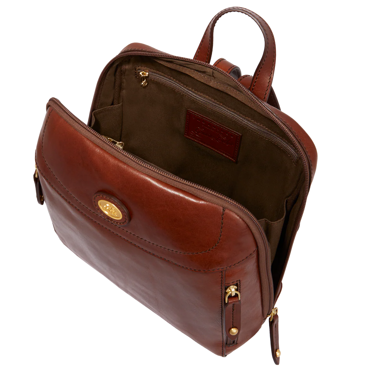 Backpack in leather small size with front pocket - Image 4