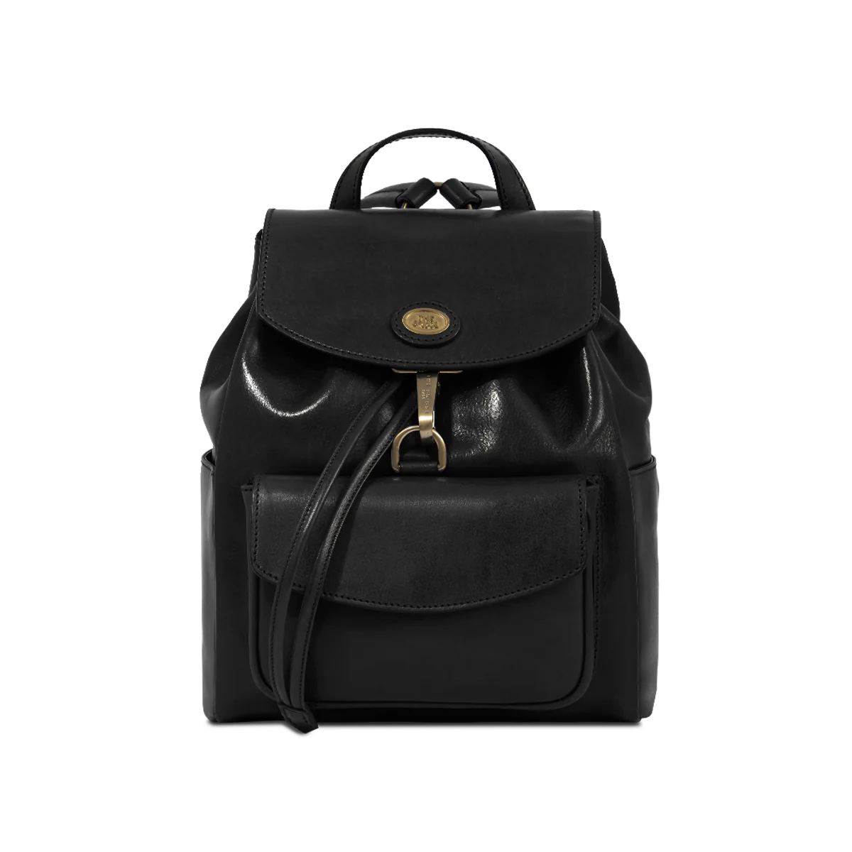 Backpack in leather with front pocket