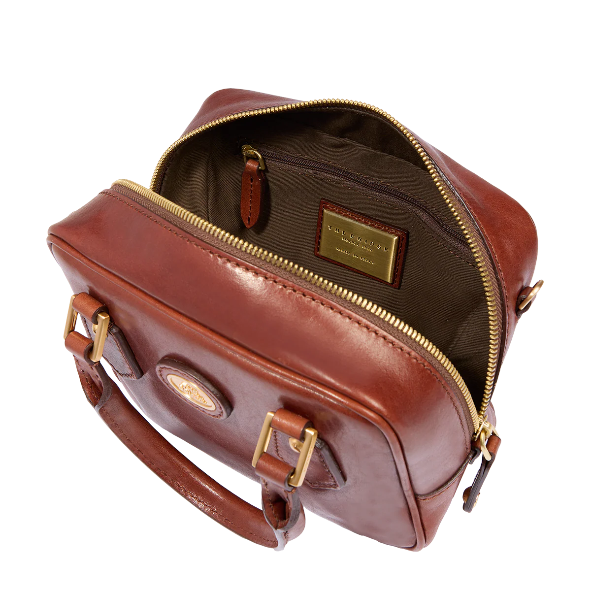 Leather satchel with removable strap - Image 4