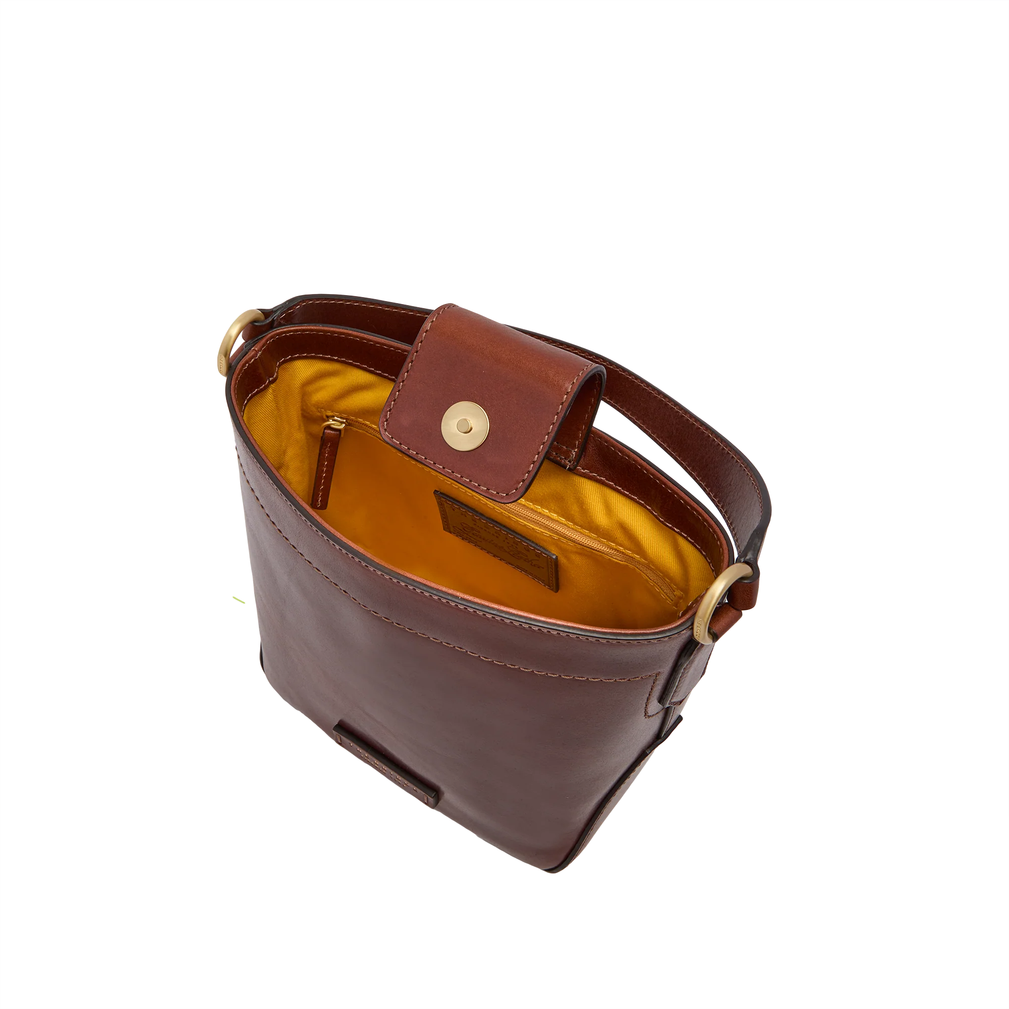 Leather bucket bag with shoulder strap and handle - Image 4