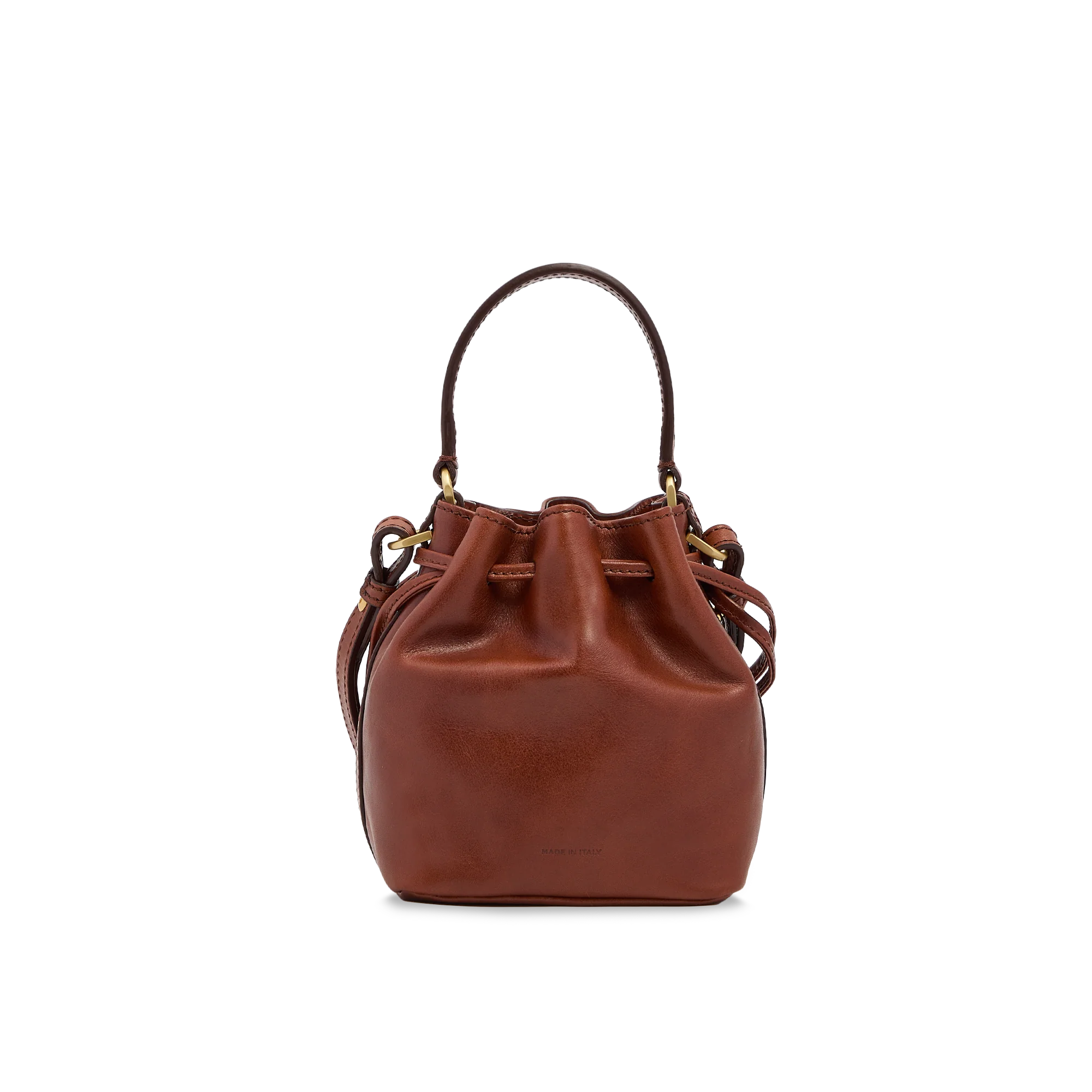Mini leather bucket bag with shoulder strap - Image 3