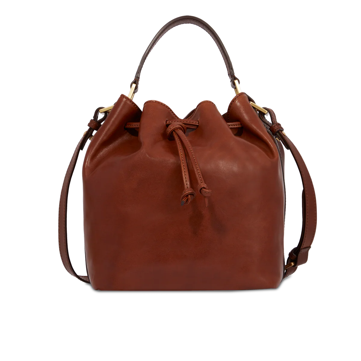 Leather bucket bag with strap - Image 3