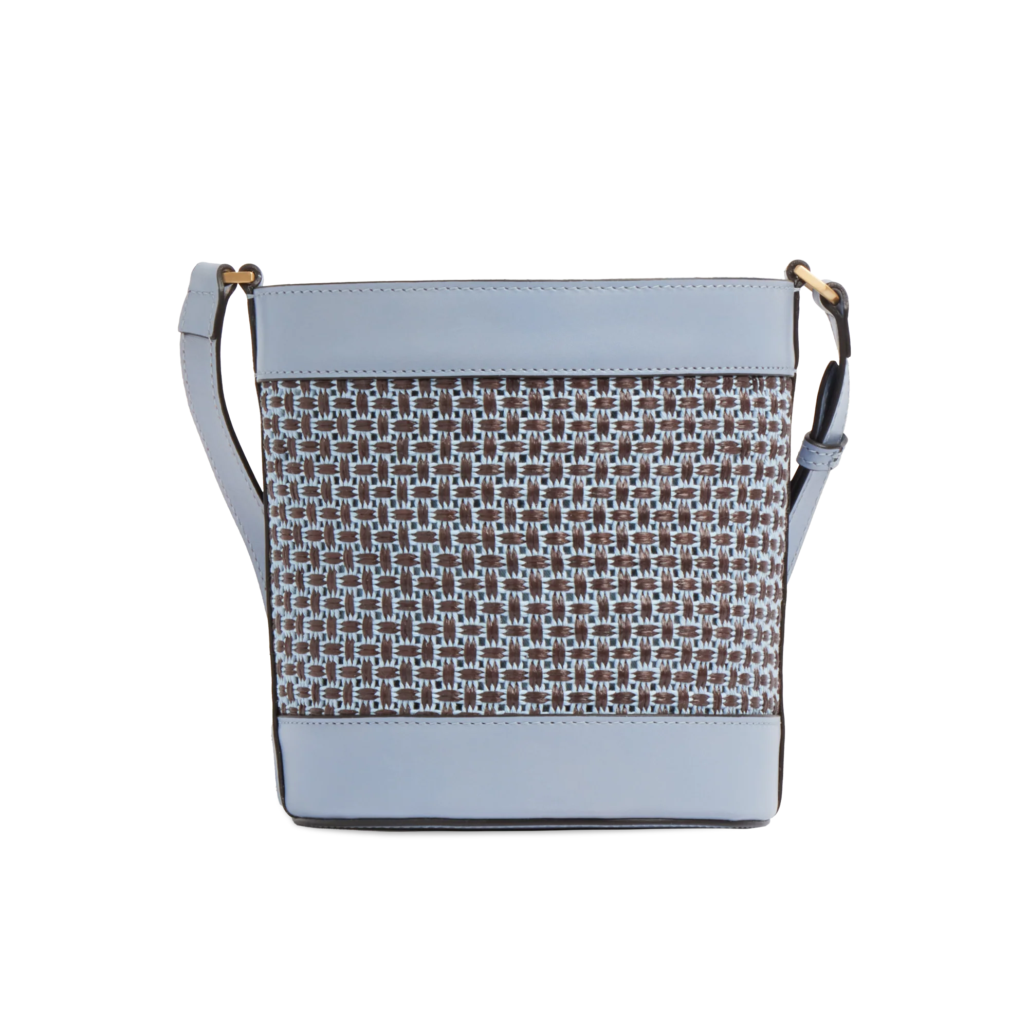 Leather and Vienna straw bucket bag - Image 3