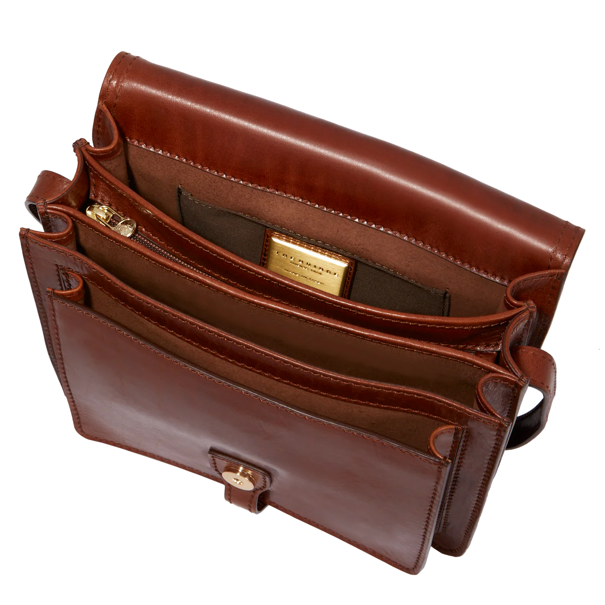 Leather shoulder bag with compartments - Image 4