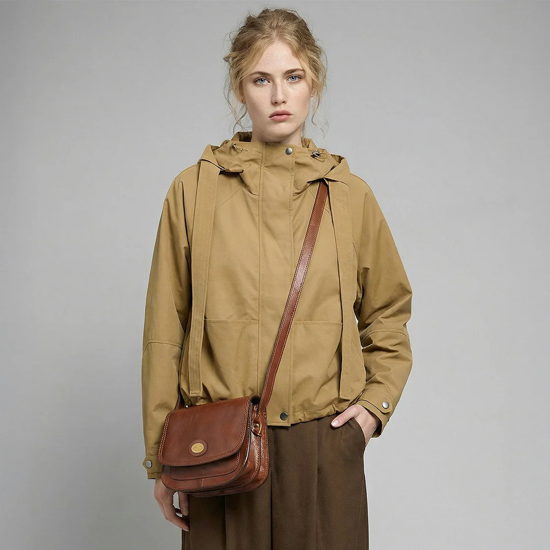 Leather crossbody bag with compartments, small size - Image 6