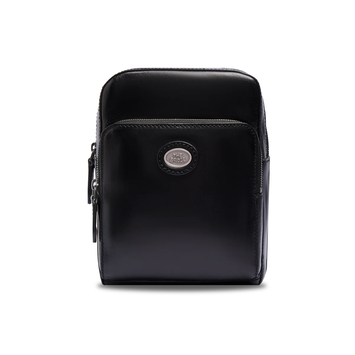 Men's leather crossbody with front zip