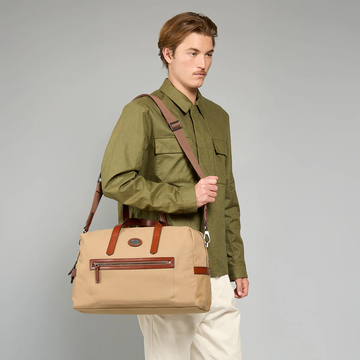 Leather and fabric duffle bag small size - Image 6