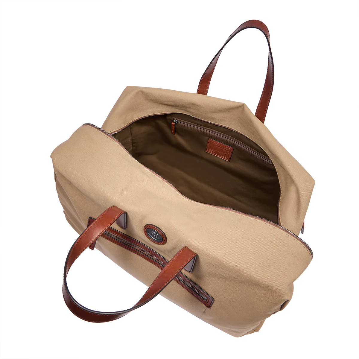 Leather and fabric duffle bag medium size - Image 4