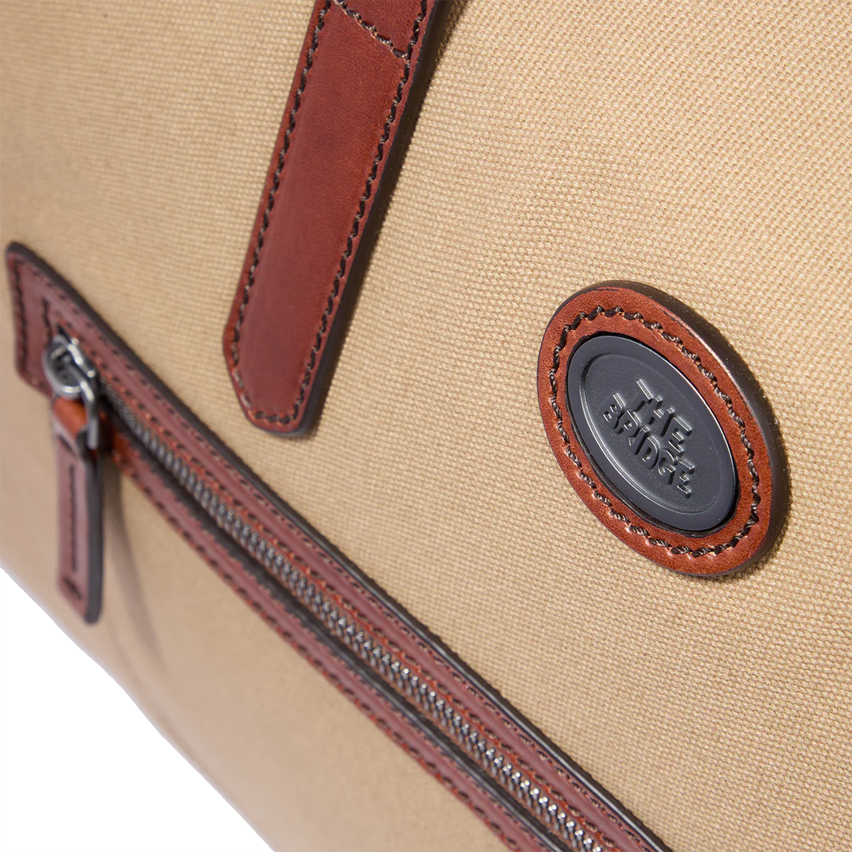 Leather and fabric duffle bag medium size - Image 5