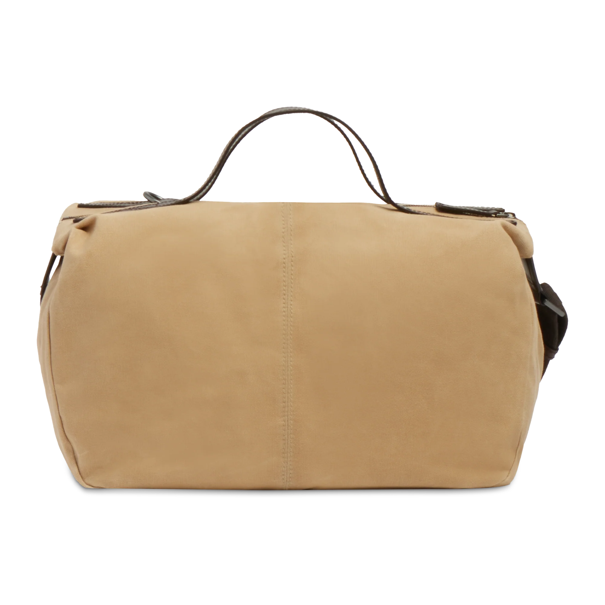 Leather and fabric travel duffle bag with shoulder strap - Image 3