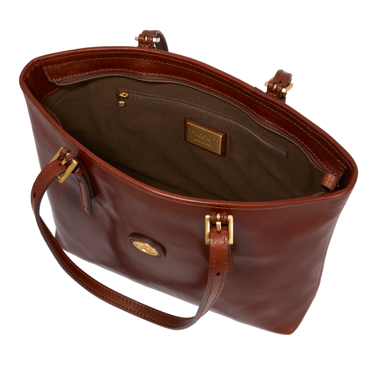Leather shopper bag with zip - Image 3