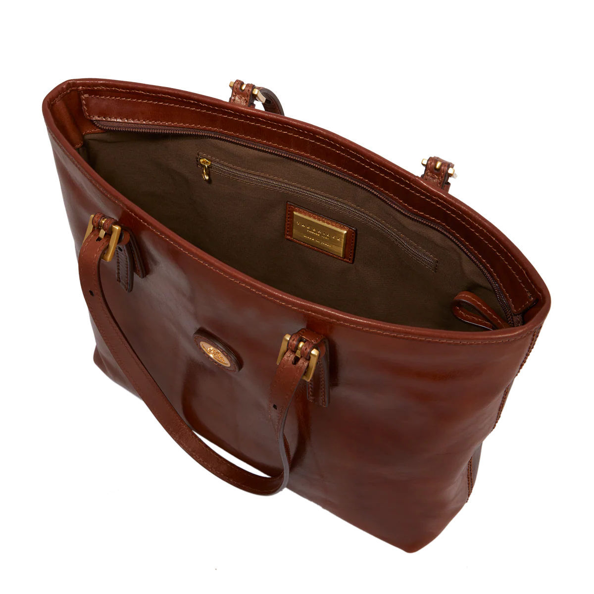 Leather shopper bag with zip - Image 4