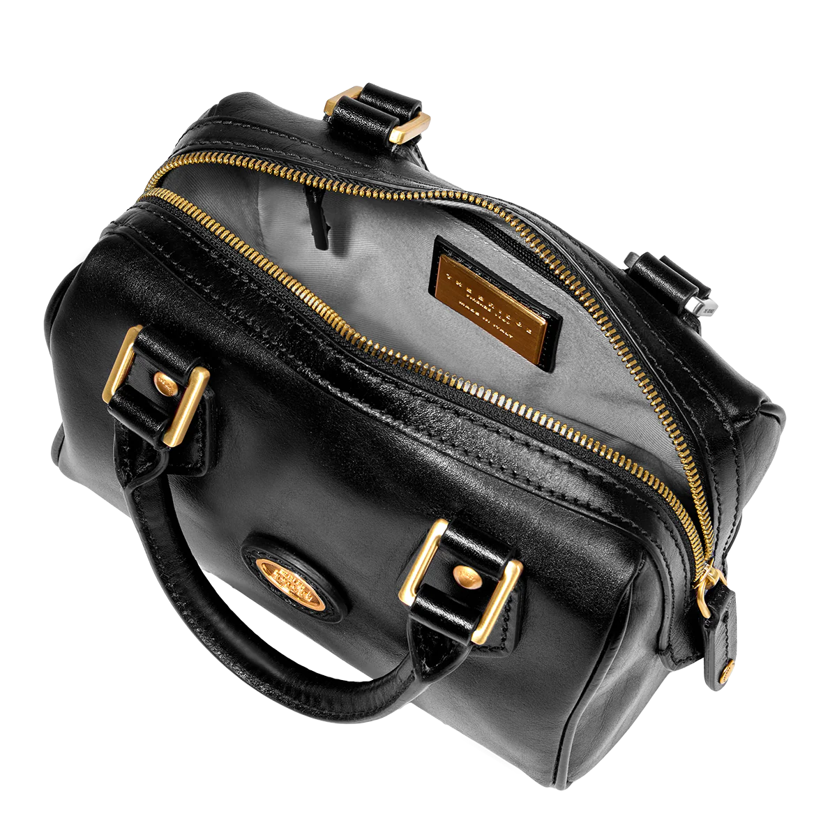 Leather boston bag with removable shoulder strap - Image 4