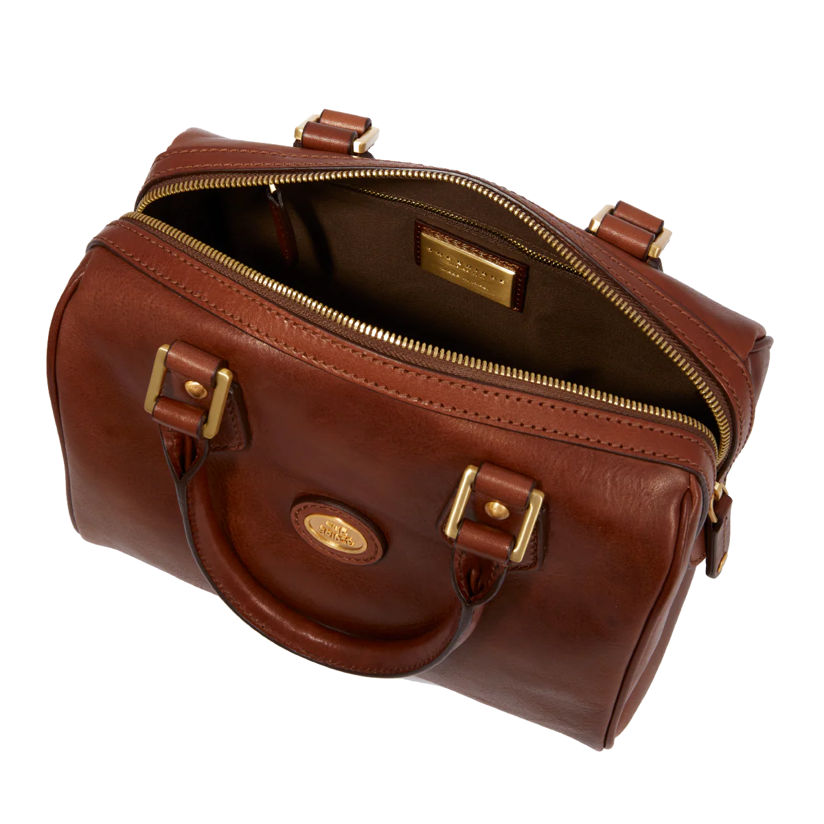 Leather boston bag with removable shoulder strap - Image 4