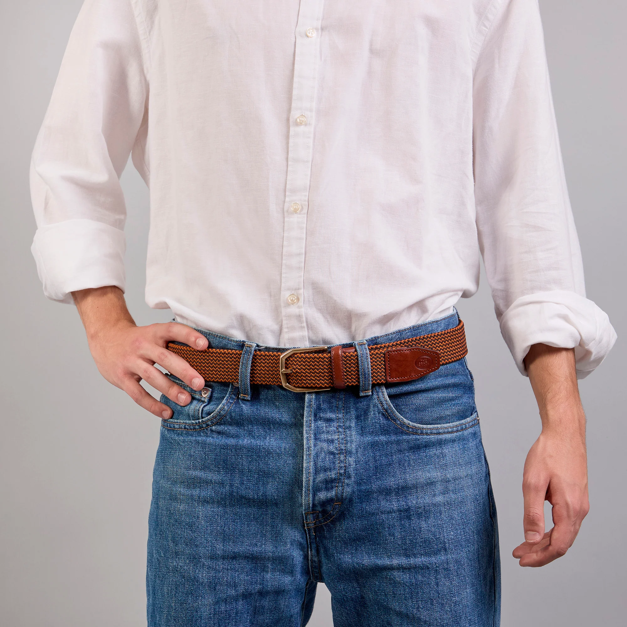 Men’s leather and fabric belt - Image 3