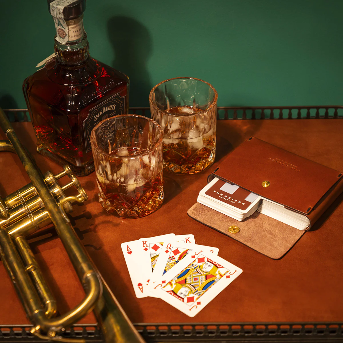 Leather playing card holder - double - Image 4