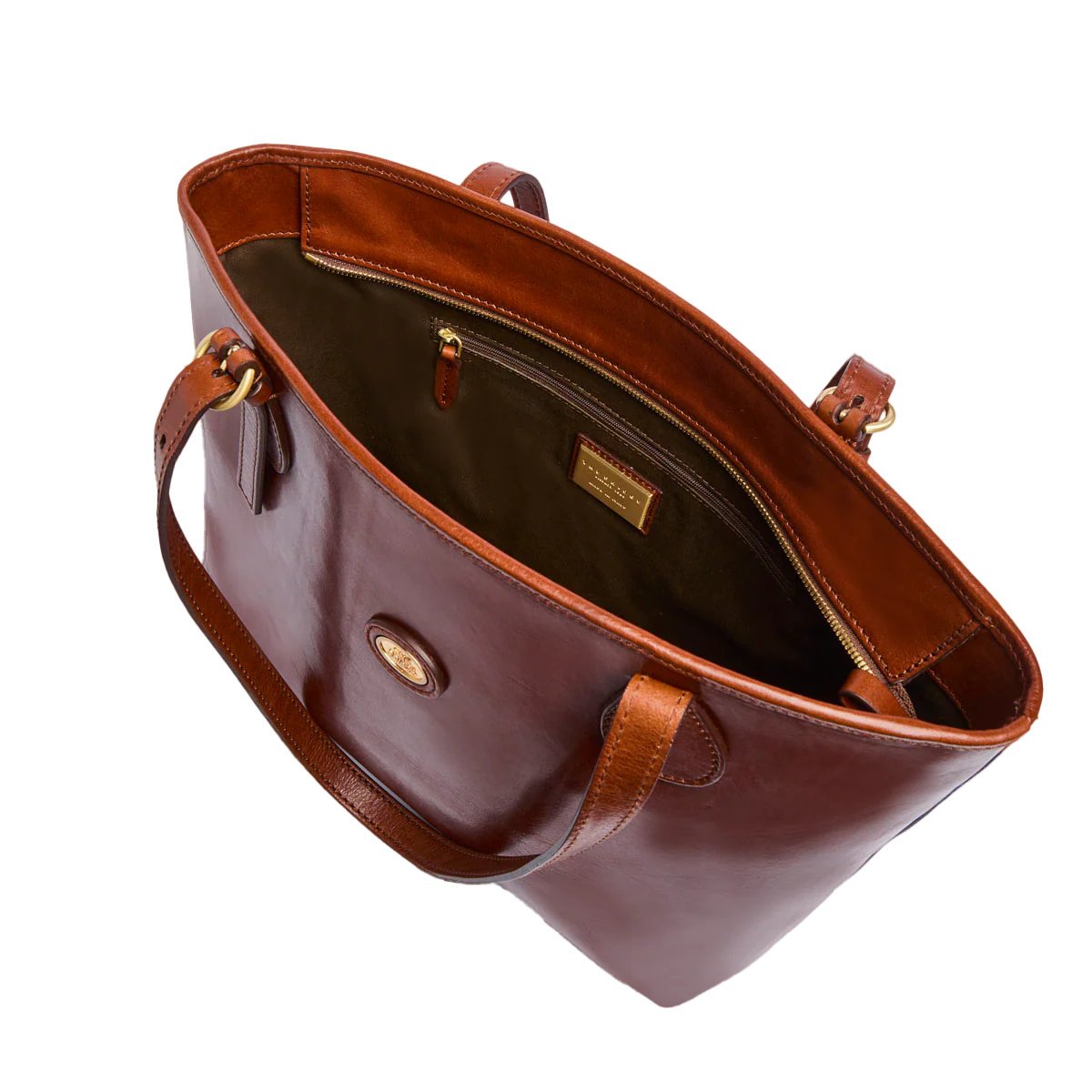Leather shopper bag with zip - Image 4