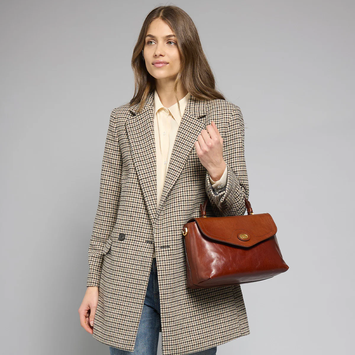 Leather handbag with removable shoulder strap - Image 6