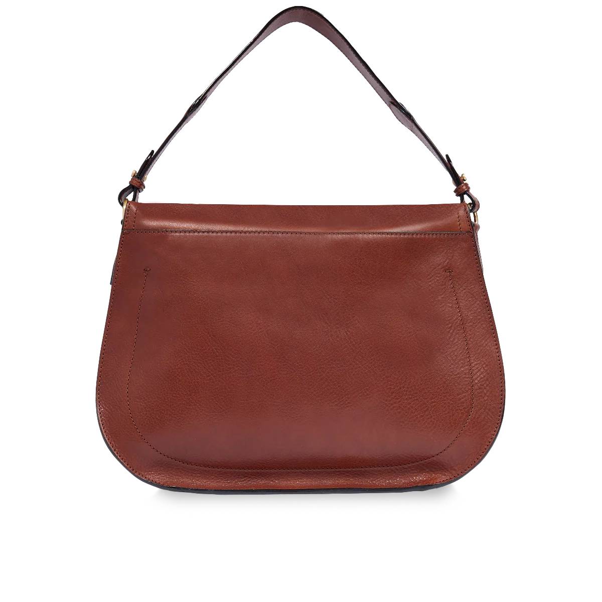 Large leather shoulder bag with front flap - Image 3