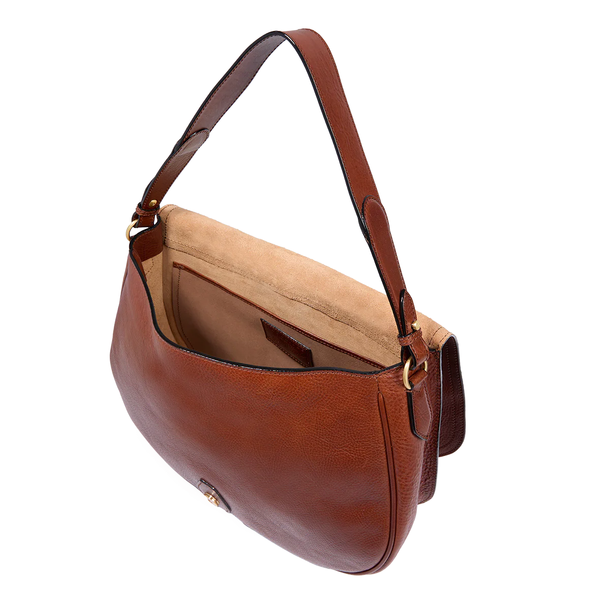 Large leather shoulder bag with front flap - Image 4