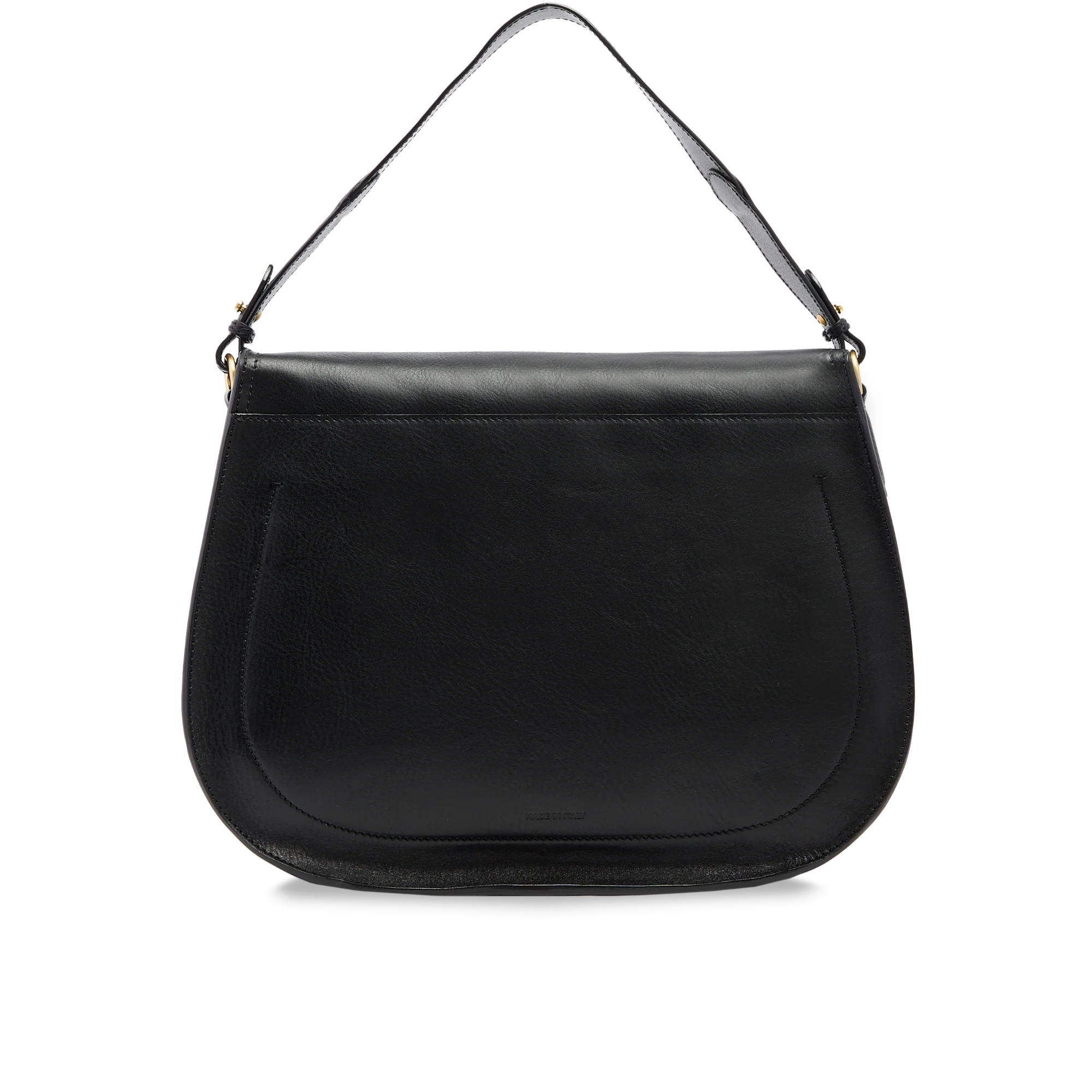 Large leather shoulder bag with front flap - Image 3