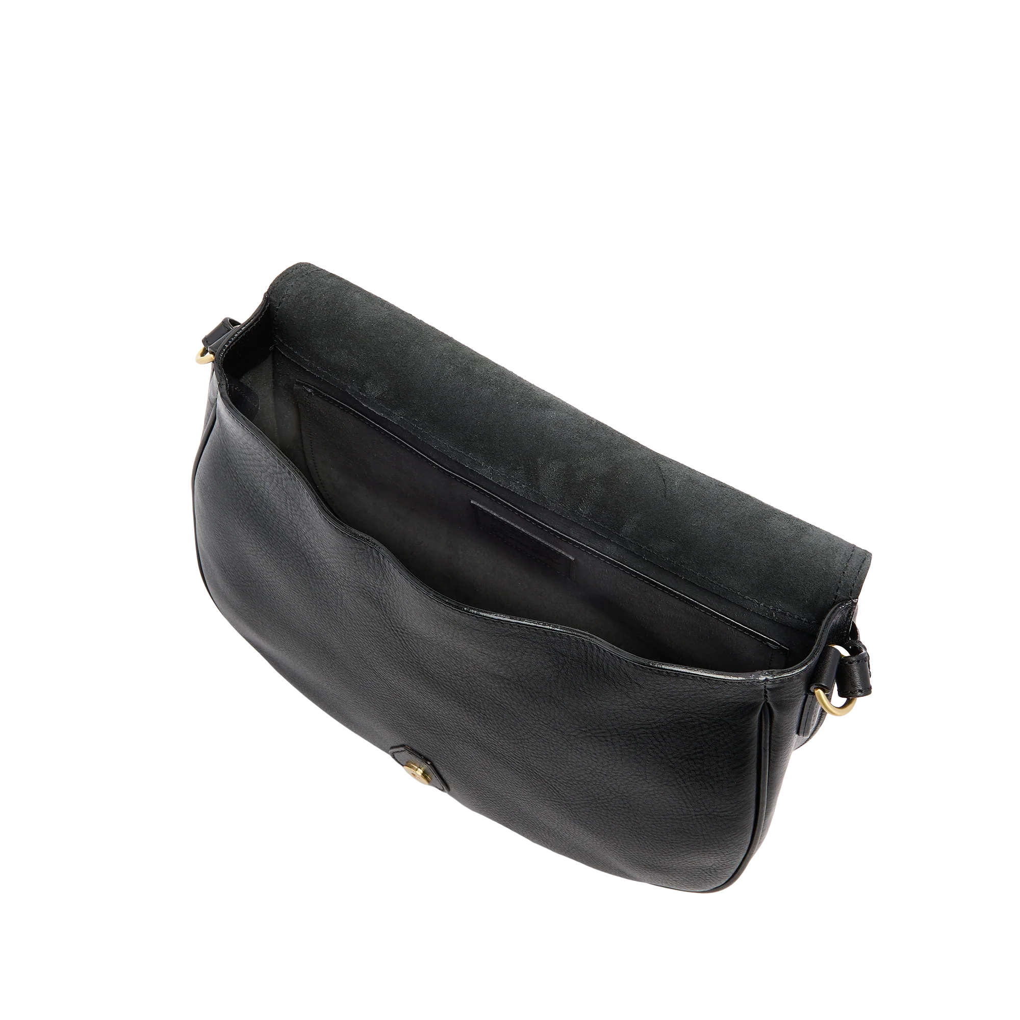 Large leather shoulder bag with front flap - Image 4